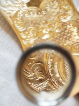 Pelle à tarte ancienne en argent massif et vermeil ciselée 