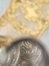 Pelle à tarte ancienne en argent massif et vermeil ciselée 