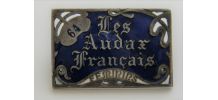 Broche argent massif émaillé AUDAX cyclisme féminin vintage