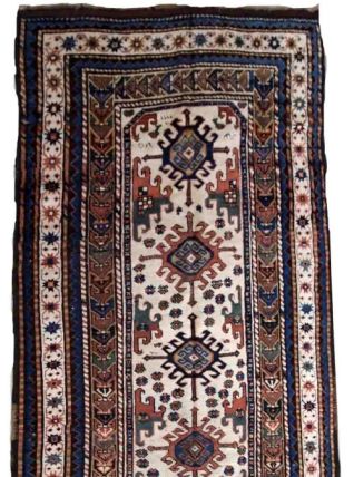 Tapis ancien Caucasien Kazak fait main, 1B887