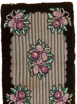 Tapis ancien Américain Hooked fait main, 1B889