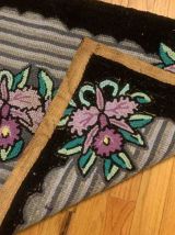 Tapis ancien Américain Hooked fait main, 1B889