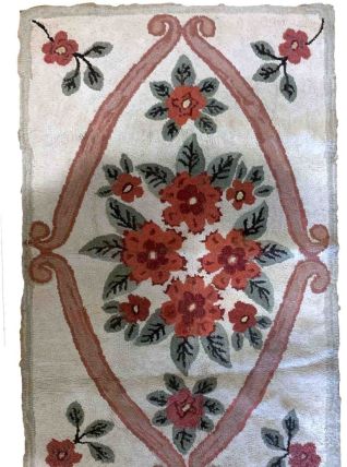Tapis ancien Américain Hooked fait main, 1B890