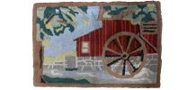 Tapis ancien Américain Hooked fait main, 1B892