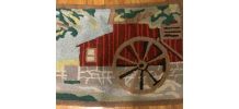 Tapis ancien Américain Hooked fait main, 1B892