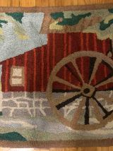 Tapis ancien Américain Hooked fait main, 1B892