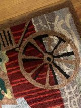 Tapis ancien Américain Hooked fait main, 1B892