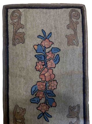 Tapis ancien Américain Hooked fait main, 1B895