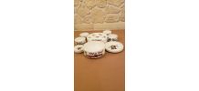Service à fondue en faïence de Gien 6 assiettes et 5 bols