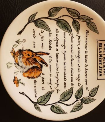 12 assiettes faïence de GIEN modèle recette gibier