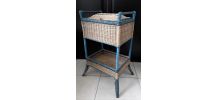 Petit meuble rangement panière osier rotin vintage