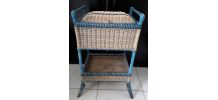 Petit meuble rangement panière osier rotin vintage