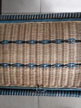Petit meuble rangement panière osier rotin vintage