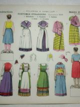 Ancien 3 cartons epinal pellerin poupee a habiller costumes