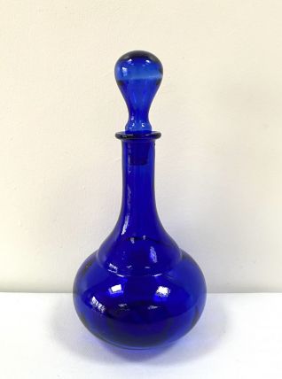 Superbe carafe ancienne en verre bleu cobalt 