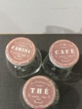 Trio de bocaux '' La campagnarde'' Thé, Café, Farine 