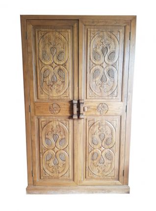 Armoire sculptée main - bois massif - pièce unique