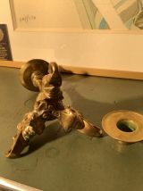 Bougeoir tripode éléphant ancien en bronze