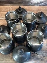 Série de 5 Pots à Epices - Etain 95% - Vintage - TBE