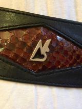 Ceinture vintage cuir et serpent véritable