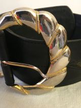 Ceinture vintage cuir et serpent véritable