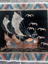 Tapis ancien Chinois Art Deco fait main, 1B904