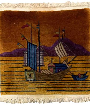 Tapis ancien Chinois Art Deco fait main 1B905