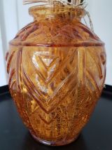 Vase en verre craquelé couleur caramel