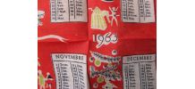 Mouchoir neuf motif calendrier 1963, rouge