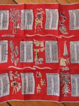Mouchoir neuf motif calendrier 1963, rouge