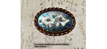 En très bon état belle broche en émaux art déco vintage 