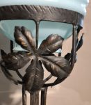lampe fer forgé opaline bleu  1920   , 40x14   