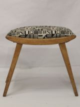 Tabouret vintage, tissu jacquard année 50/60 entièrement res