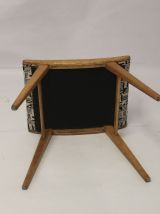 Tabouret vintage, tissu jacquard année 50/60 entièrement res