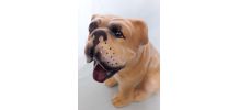 Ancien chien bouledogue en céramique
