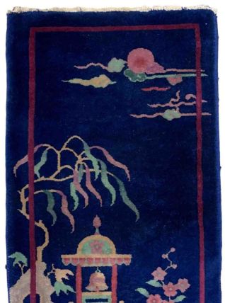 Tapis ancien Chinois Art Deco fait main, 1B913