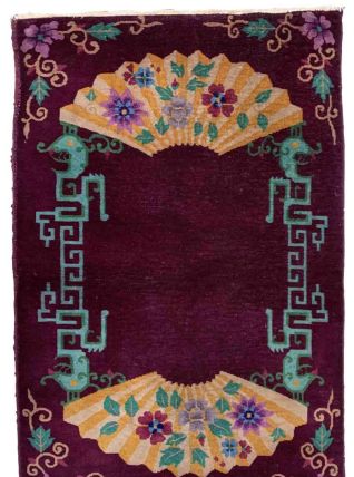 Tapis ancien Chinois Art Deco fait main, 1B915