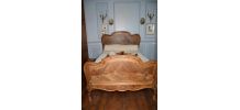 Lit 2 places bois fruitier + sommier matelas 