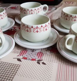 6 TASSES BISTRO A CAFE OU THE AVEC SOUCOUPES