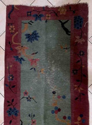 Tapis ancien Chinois Art Deco fait main, 1V03