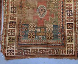 Tapis ancien Caucasien Kazak fait main, 1V06