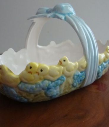 Vide poche vintage  en céramique déco poussins