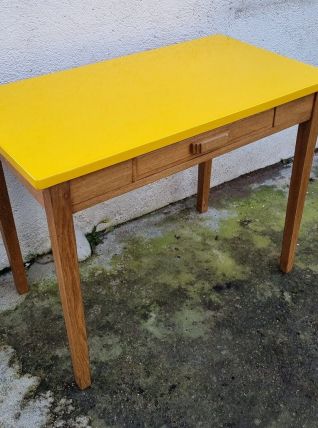 BUREAU CHENE MASSIF LAQUE JAUNE