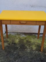 BUREAU CHENE MASSIF LAQUE JAUNE