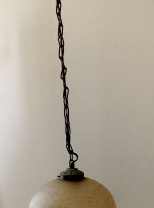 Suspension vintage globe et pampille en verre