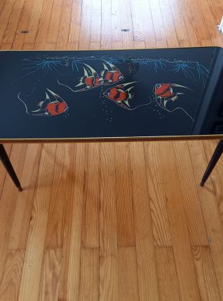 table basse années 50 vintage formica et verre