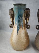 Impressionnante paire de vase à anses éléphantines - Denbac 