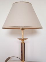 lampe en laiton doré et bois vintage 