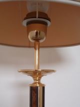 lampe en laiton doré et bois vintage 