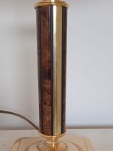 lampe en laiton doré et bois vintage 